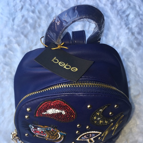 BEBE BLUE MINI BACKPACK PATCHES ⚡️🐯💋Y2K NWT - Picture 5 of 8